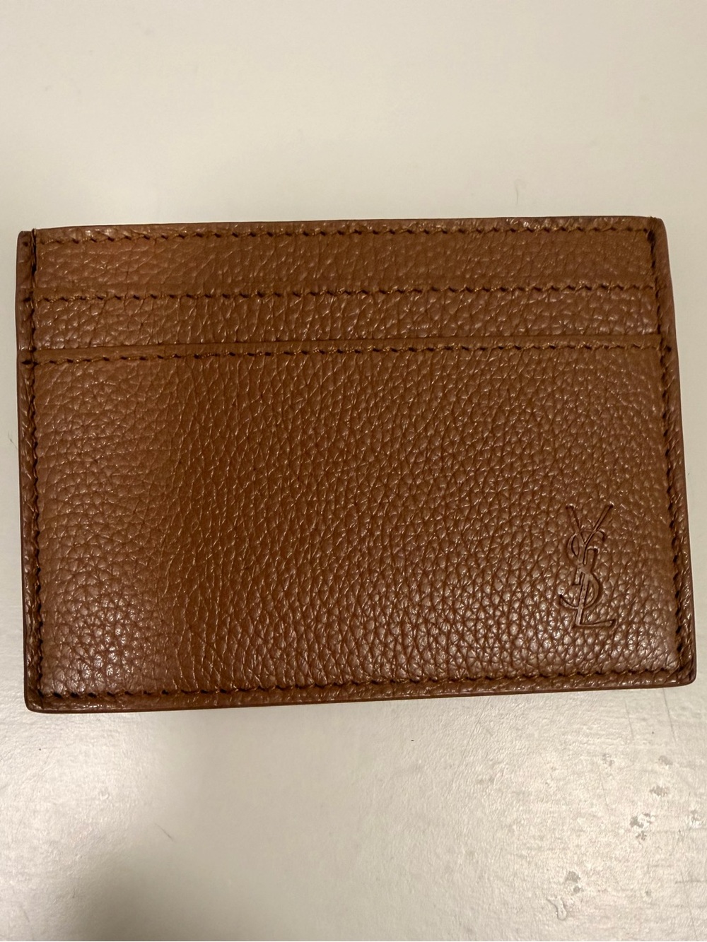 Saint Laurent Brown Textured Leather Card Holder